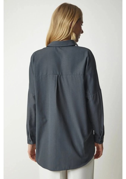 Kadın Oversize Basic Uzun Kol Gömlek modelleri