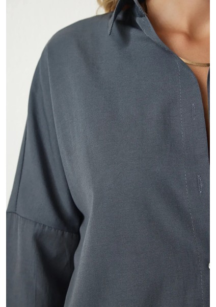 Kadın Oversize Basic Uzun Kol Gömlek fırsatları