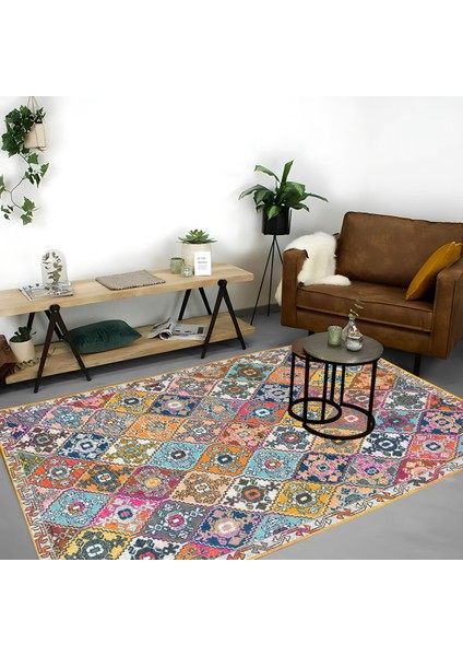 |vintage Eskitme Tarz Otantik Minimalist Çok Renkli |yıkanabilir Halı