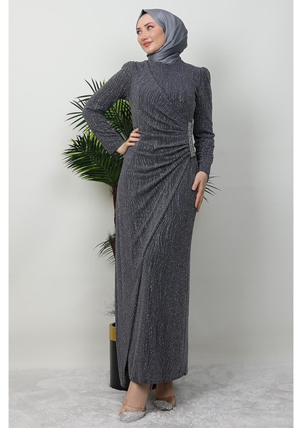 Tuğçe Tesettür Elbise Gri