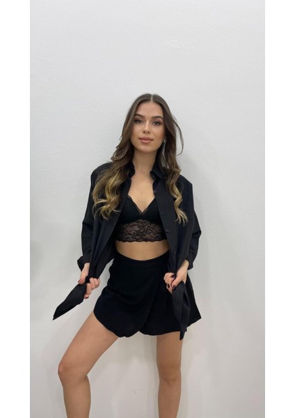 Kadın Oversize Basic Uzun Kol Gömlek