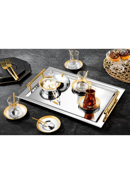 Rio 22 Parça 6 Kişilik Çay Seti - 18/10 Paslanmaz Çelik