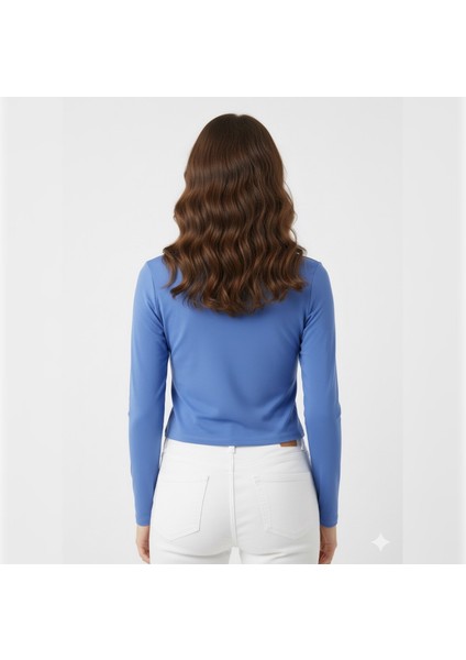 Kadın 2 Adet Mavi-Yeşil Cotton Esnek Uzun Kollu Bluz modelleri