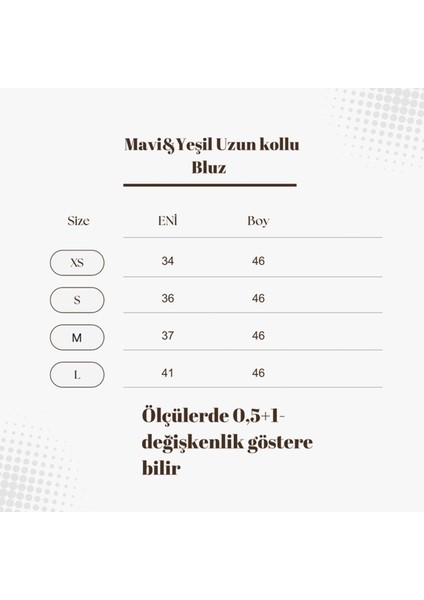 Kadın 2 Adet Mavi-Yeşil Cotton Esnek Uzun Kollu Bluz