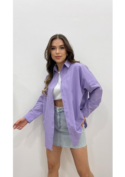 Kadın Oversize Basic Uzun Kol Gömlek modelleri