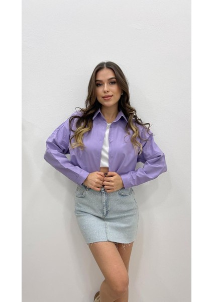 Kadın Oversize Basic Uzun Kol Gömlek