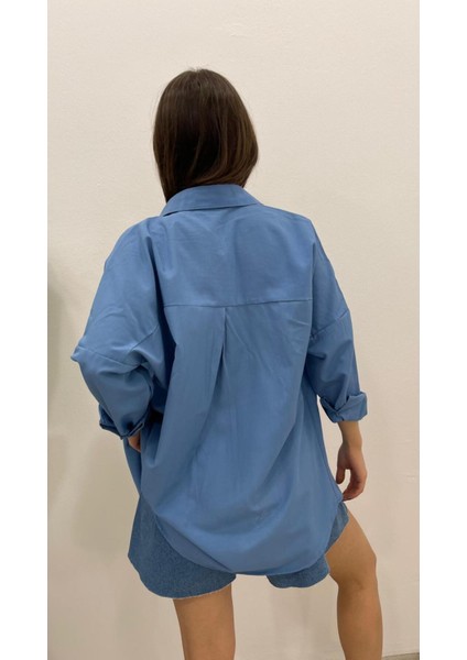 Kadın Oversize Basic Uzun Kol Gömlek