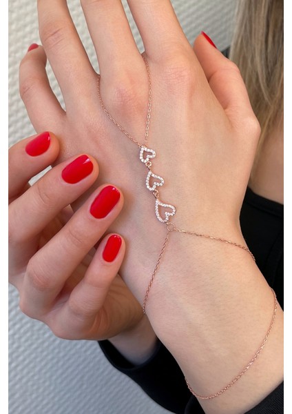 925 Ayar Gümüş Rose Kalpler Şahmeran - 45099801