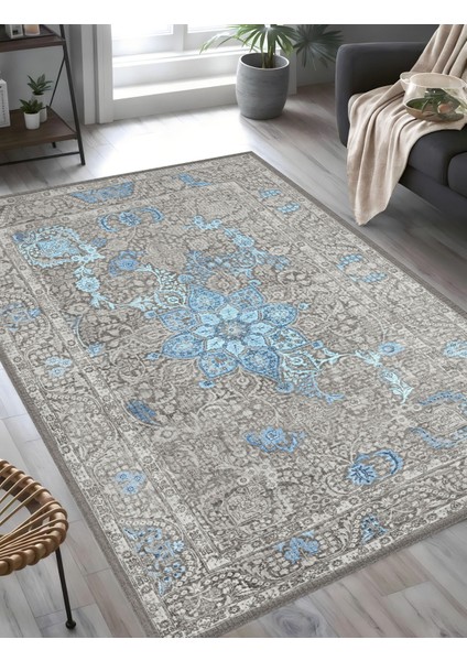 |vintage Eskitme Tarz Otantik Minimalist Gri-Mavi |yıkanabilir Halı fiyatları