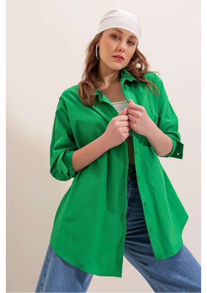 Kadın Oversize Basic Uzun Kol Gömlek modelleri