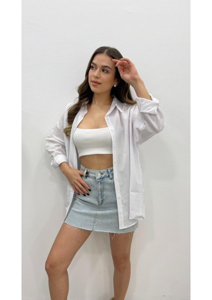 Kadın Oversize Basic Uzun Kol Gömlek fırsatları