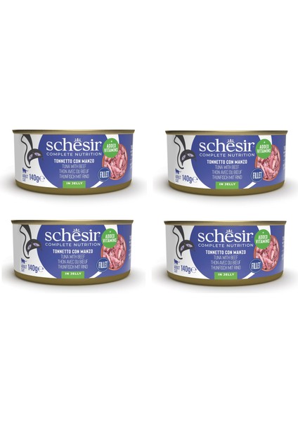 Ton ve Sığır Tam ve Dengeli Kedi Konserve Jöleli 140 Gr. x 4 Adet