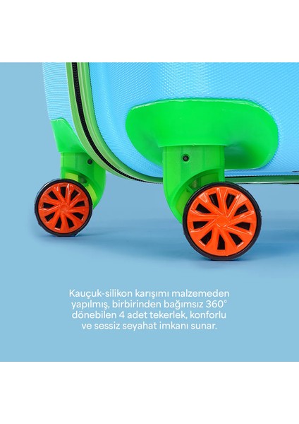 Çocuk Valizi WX-411 Mavi 360° Döner Tekerlekler ile Konforlu Seyahat İmkanı fırsatları