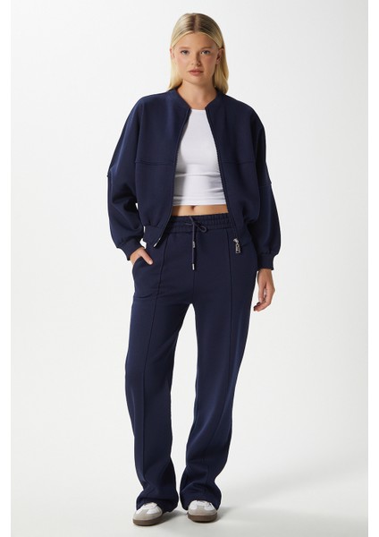 Kadın Darcy Içi Polarlı Oversize Kalıp Lacivert Alt Üst Eşofman Takımı