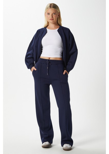 Kadın Darcy Içi Polarlı Oversize Kalıp Lacivert Alt Üst Eşofman Takımı fırsatları