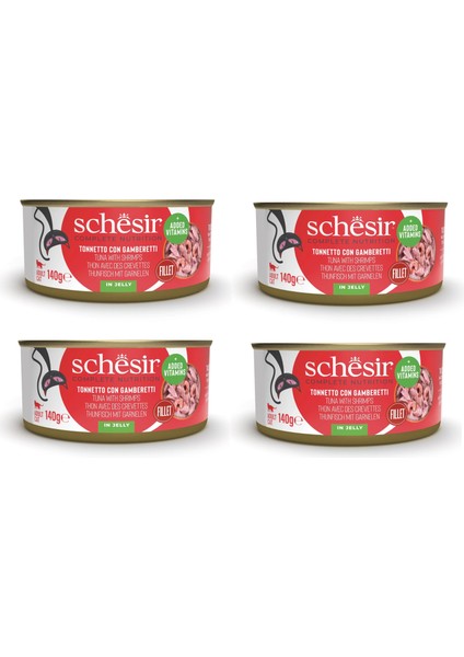 Ton ve Karidesli Tam ve Dengeli Kedi Konserve Jöleli 140 Gr. x 4 Adet