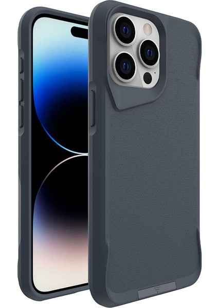 Apple iPhone 15 Pro Max Kılıf Mnc Airbag Kenarlı T-Max Mat Standlı Kapak-Gri