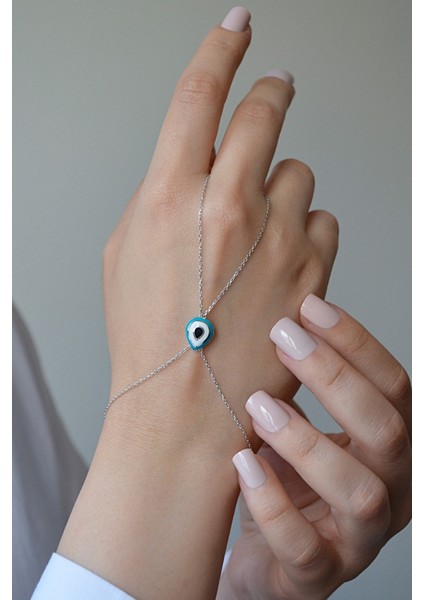 925 Ayar Gümüş Mineli Damla Nazar Şahmeran - 45095801