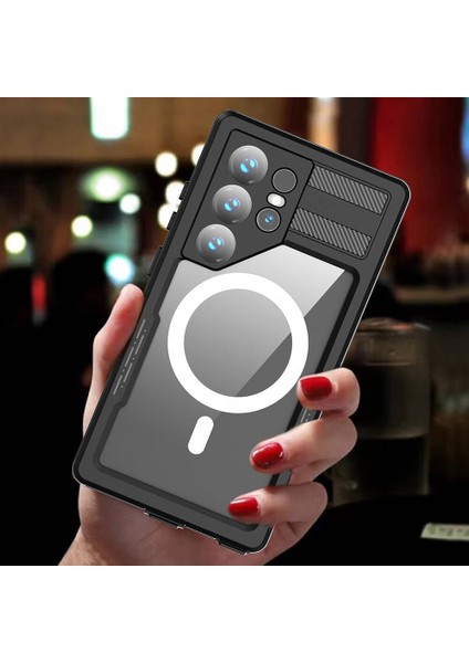 Galaxy S24 Ultra Kılıf Magsafe Şarj Özellikli 1-1 Su Geçirmez Kılıf-Siyah fiyatları