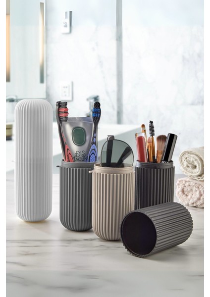 Mithra Life Seyahat Tipi Krem Plastik Diş Fırçası, Gözlük, Aksesuar Kutusu Saklama Kabı MIT1211 modelleri