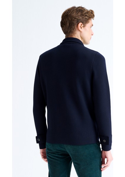 Erkek Lacivert Düğmeli Cep Detaylı Yün Hırka fırsatları