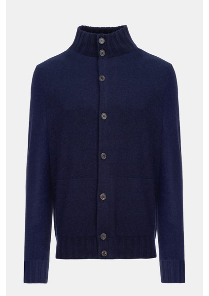 Erkek Lacivert Düğmeli Kaşmir Hırka