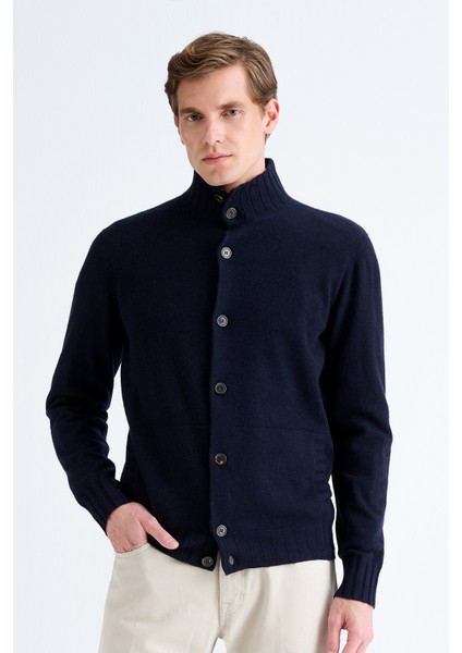 Erkek Lacivert Düğmeli Kaşmir Hırka modelleri