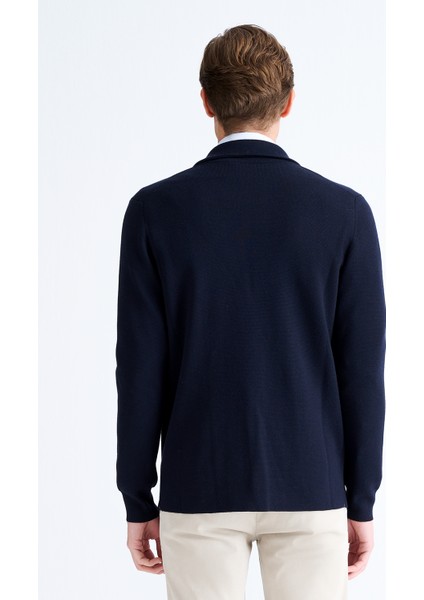 Erkek Lacivert Düğmeli Yün Hırka modelleri