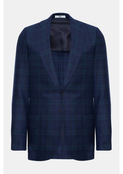 Erkek Yeşil Delfino Ekoseli Yün Ceket