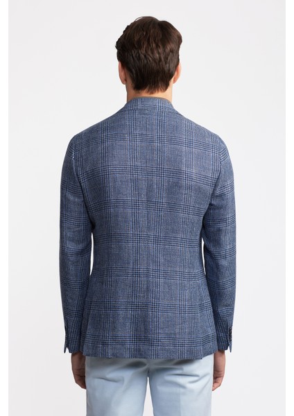 Erkek Lacivert Vitale Barberis Keten Ipek Karışımlı Casual Ceket fırsatları