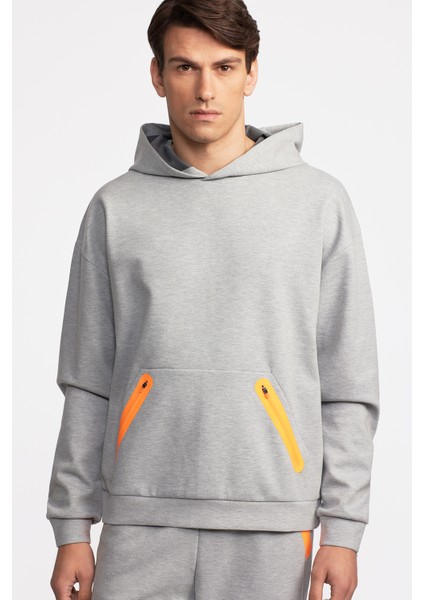 Erkek Gri Activewear Kapüşonlu Sweatshirt fırsatları