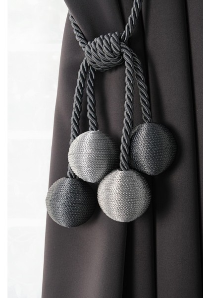 4 Top Tavan Braçol Perde Aksesuarı - Gri - Antrasit fiyatları