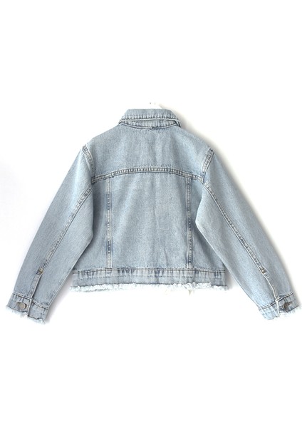 Nakışlı Etek Ucu Püsküllü Cepli Kız Çocuk Crop Denim Ceket Kız Kot Mont 001-0002104 fiyatları