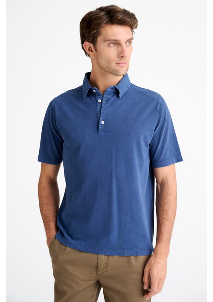 Erkek Koyu Mavi Pike Polo Yaka T-Shirt modelleri