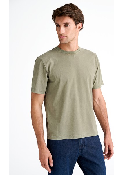 Erkek Bej Bisiklet Yaka T-Shirt modelleri