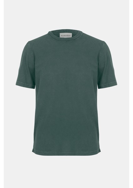 Erkek Yeşil Bisiklet Yaka T-Shirt