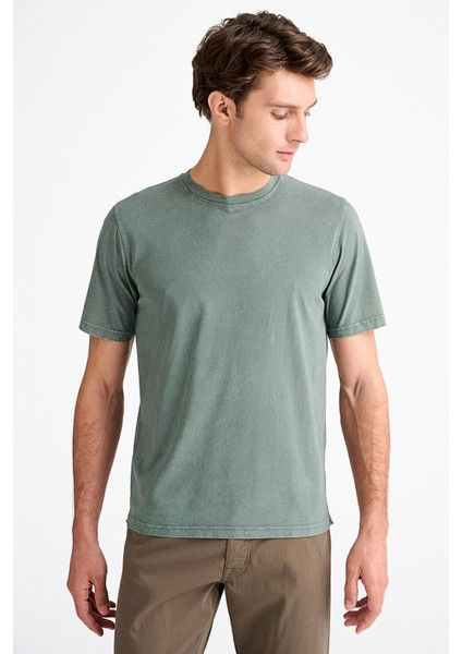 Erkek Yeşil Bisiklet Yaka T-Shirt modelleri