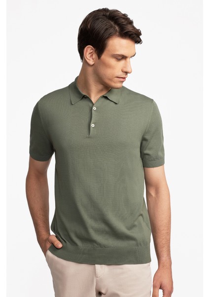 Erkek Haki Polo Yaka Kazak modelleri