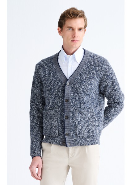 Erkek Mavi Düğmeli Kaşmir Hırka modelleri