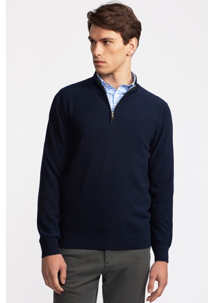 Erkek Lacivert Yarım Fermuarlı Hırka modelleri