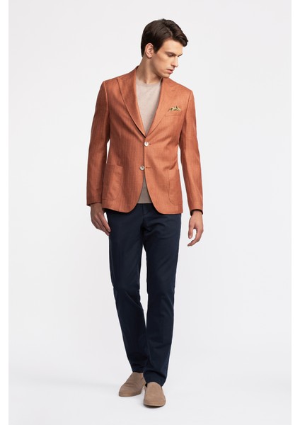 Erkek Taba Loro Piana Kumaşıyla Üretilmiş Yün Ipek Karışımlı Casual Ceket fiyatları