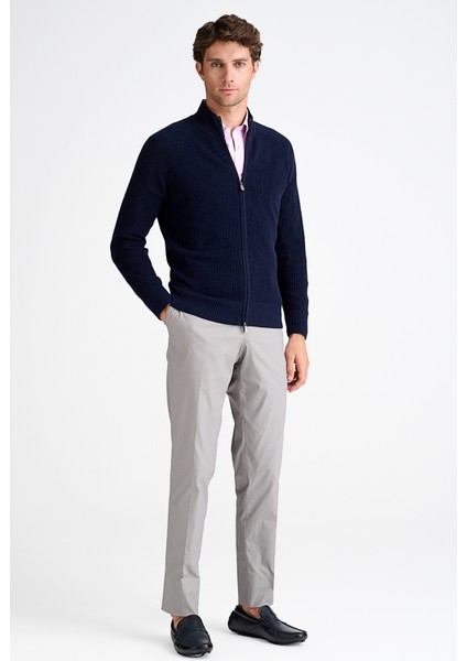 Erkek Lacivert Pamuk Kaşmir Karışımlı Fermuarlı Hırka fiyatları