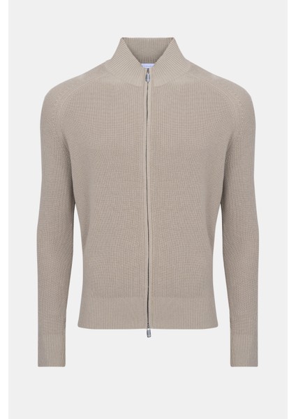 Erkek Bej Pamuk Kaşmir Karışımlı Fermuarlı Hırka indirimleri