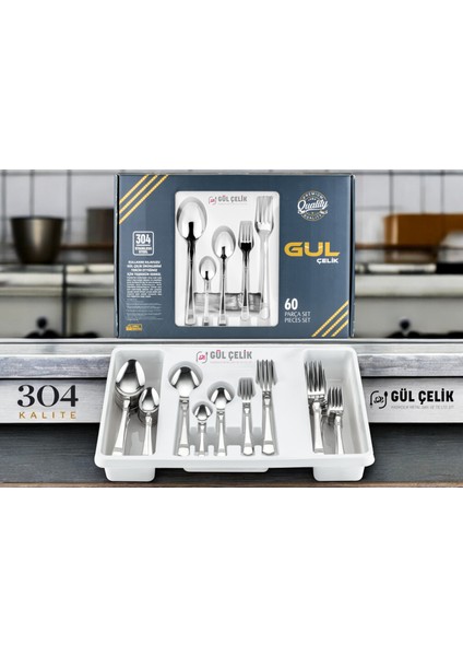 60 Parça 12 Kişilik 18/10 Çatal Kaşık Seti Alvina Model Lüx 304 modelleri