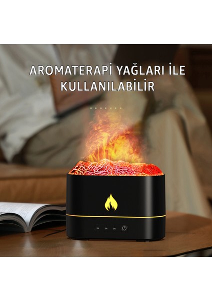 Işıklı Alev Efektli Aroma Difüzörü – 7 Renk Rgb Alevli Hava Nemlendirici Buhar Makinesi, Sessiz Ultrasonik Teknoloji | Şık Dekoratif Tasarım ile Aromaterapi ve Ambiyans Aydınlatması