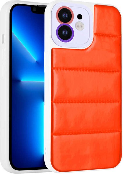iPhone 11 Uyumlu Kamera Korumalı Airbagli Renkli Mnc Seksek Kapak-Turuncu