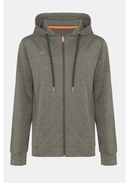 Erkek Yeşil Activewear Kapüşonlu Tam Fermuarlı Sweatshirt