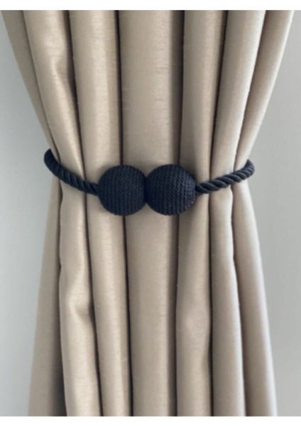 Rüyaper Siyah Mıknatıslı Perde Tokası Mandalı