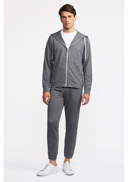 Erkek Antrasit Activewear Kapüşonlu Tam Fermuarlı Sweatshirt fiyatları
