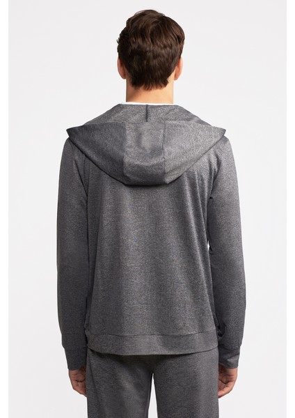 Erkek Antrasit Activewear Kapüşonlu Tam Fermuarlı Sweatshirt fırsatları